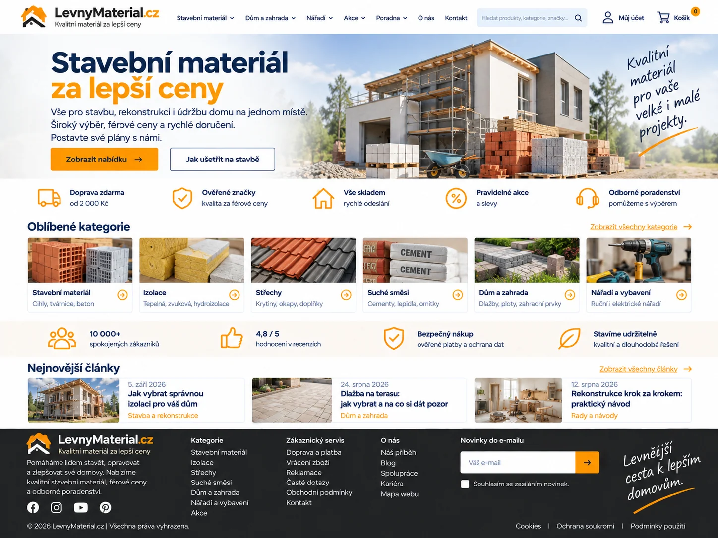 Ilustrační návrh e-shopu LevnyMaterial.cz se stavebními materiály